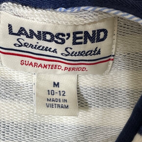 Lands' End Serious Sweats 1/4 Zip Sweater Dress Blue White Striped Size M Medium - Picture 4 of 7